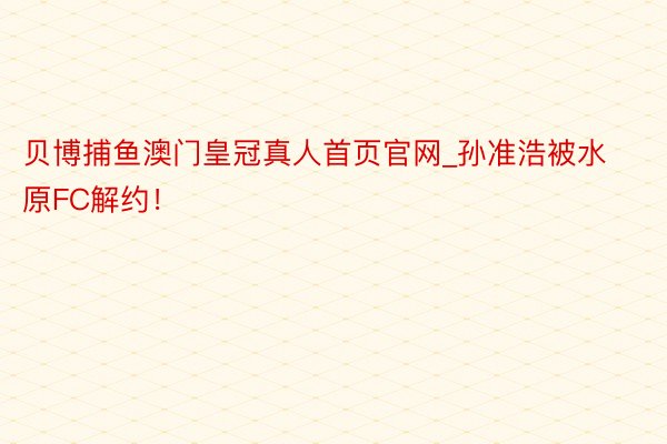 贝博捕鱼澳门皇冠真人首页官网_孙准浩被水原FC解约！